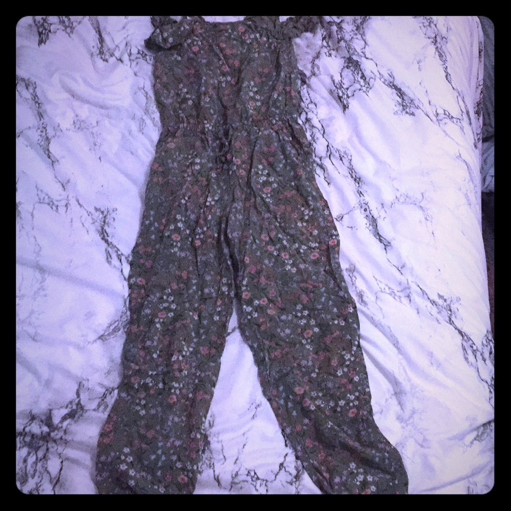 Green floral jumpsuit